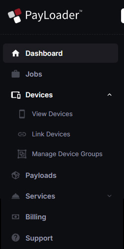 PayLoader Devices Menu