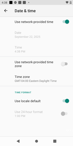 date and time settings on the PAX A800